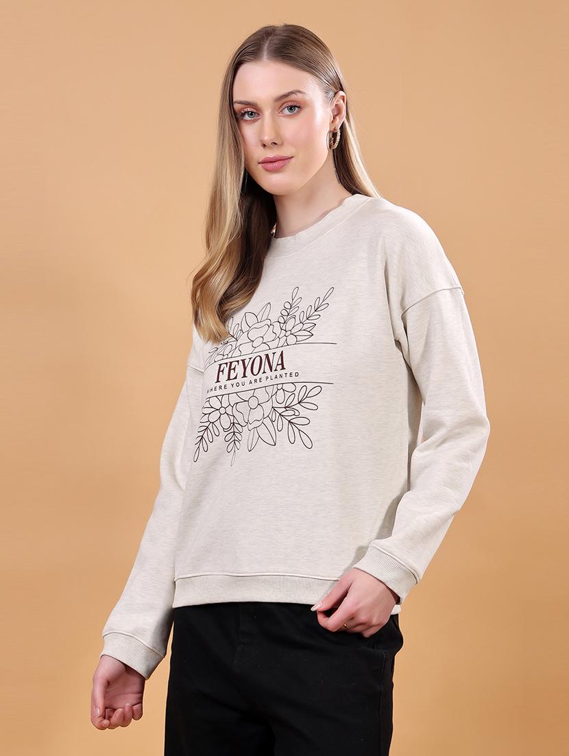 women front print long sleeves sweatshirt - 21715235 - Standard Image - 2