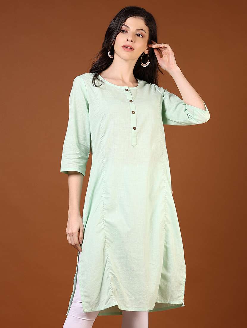 women three quarter sleeve straight kurta