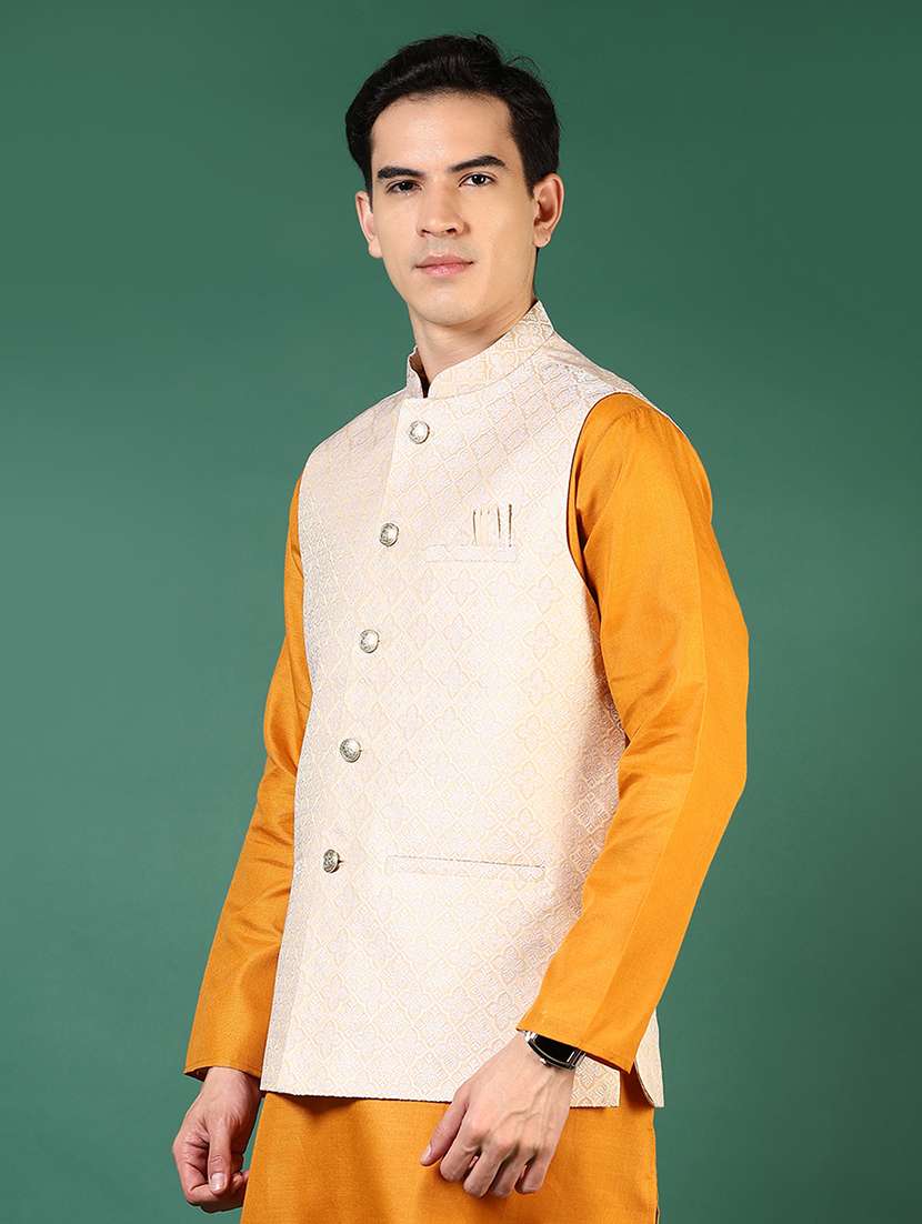 men mandarin neck regular fit nehru jacket - 21715386 -  Standard Image - 2