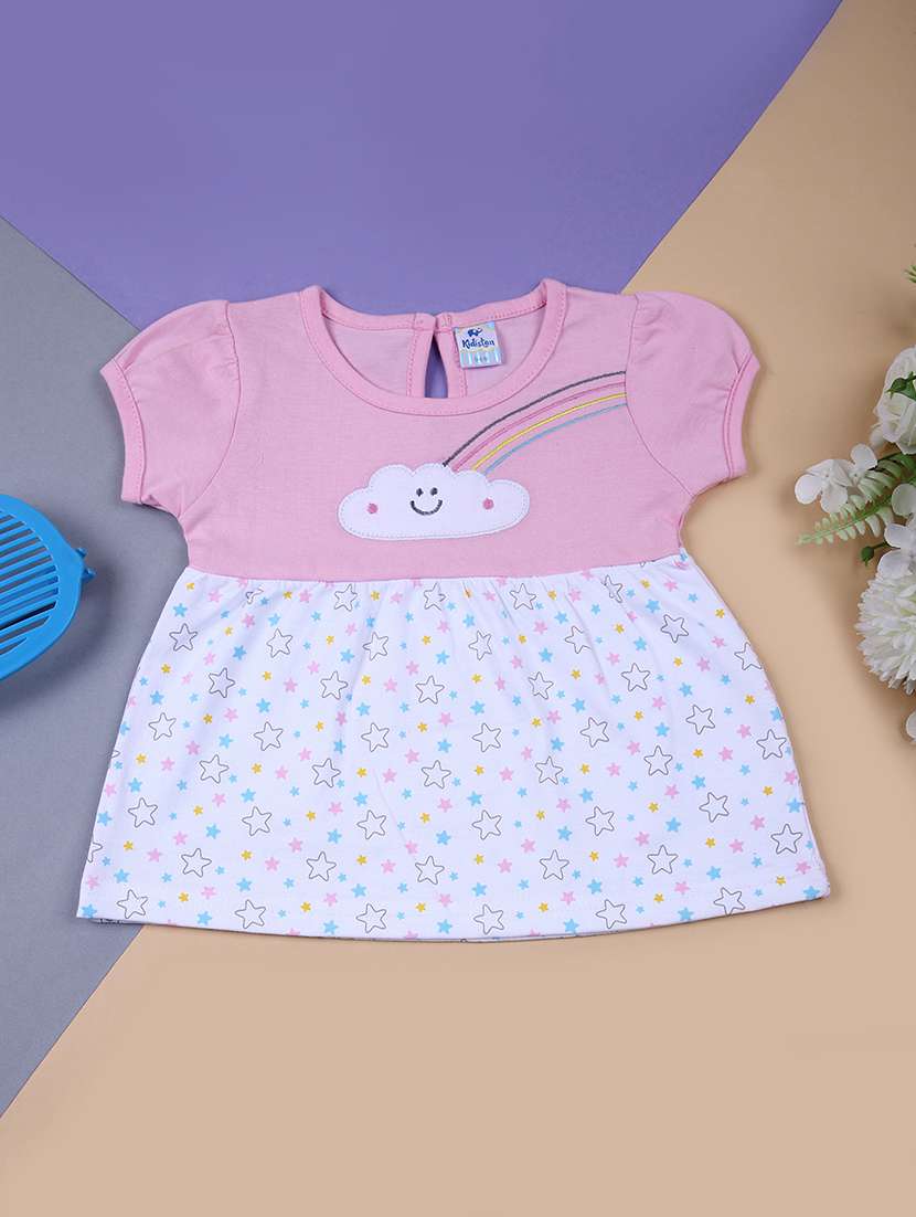 girls round neck printed frock