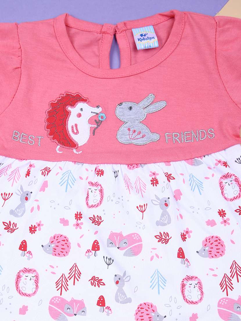 girls round neck printed frock - 21715396 - Standard Image - 2
