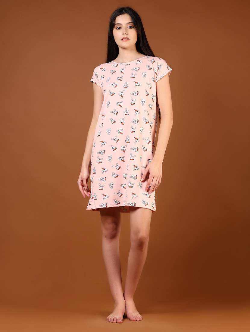 women printed short sleeve sleepshirt