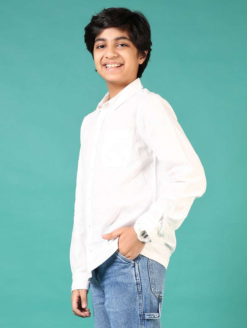 boys solid collared long sleeve shirt - 21715488 -  Standard Image - 2