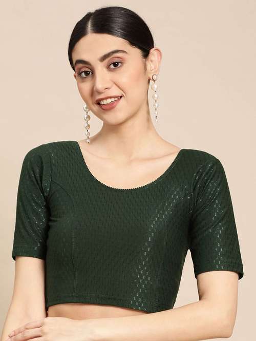 women self design short sleeve stitched blouse