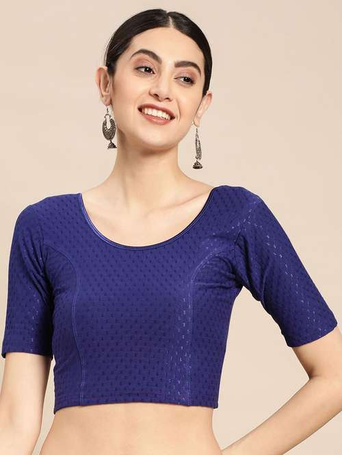 women self design short sleeve stitched blouse