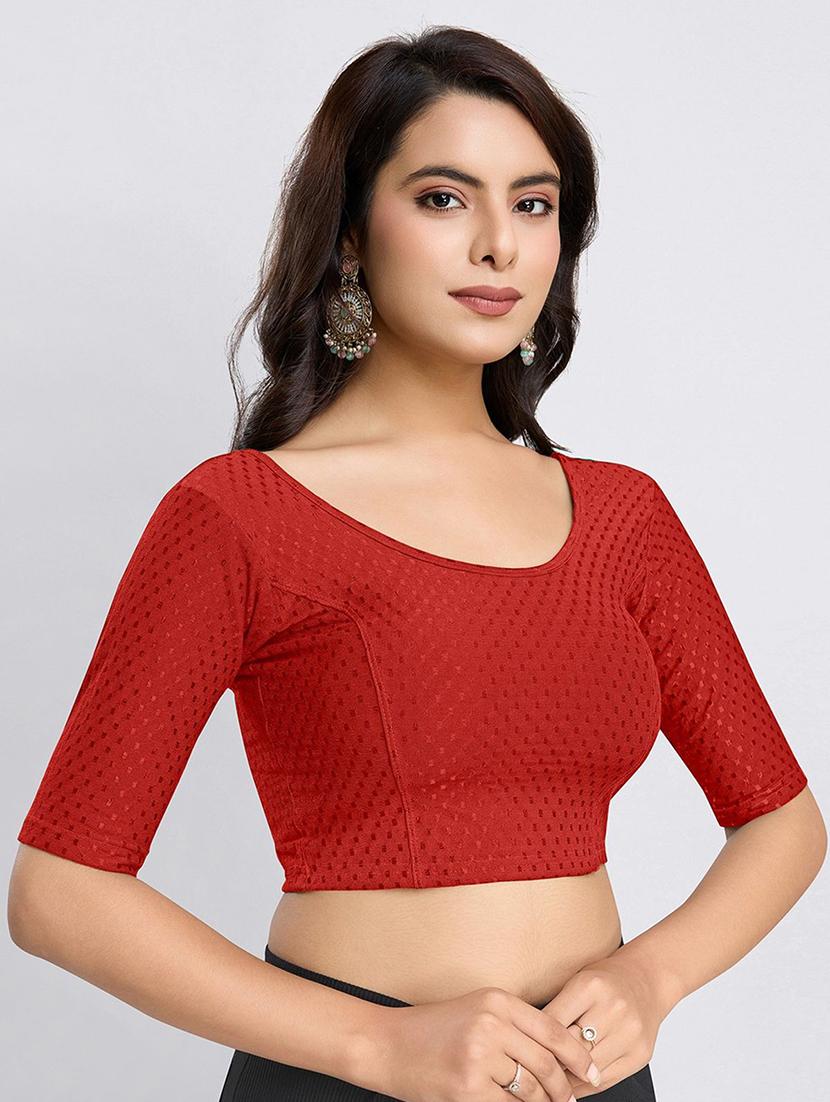 women red self design stitched blouse - 21715632 - Standard Image - 2