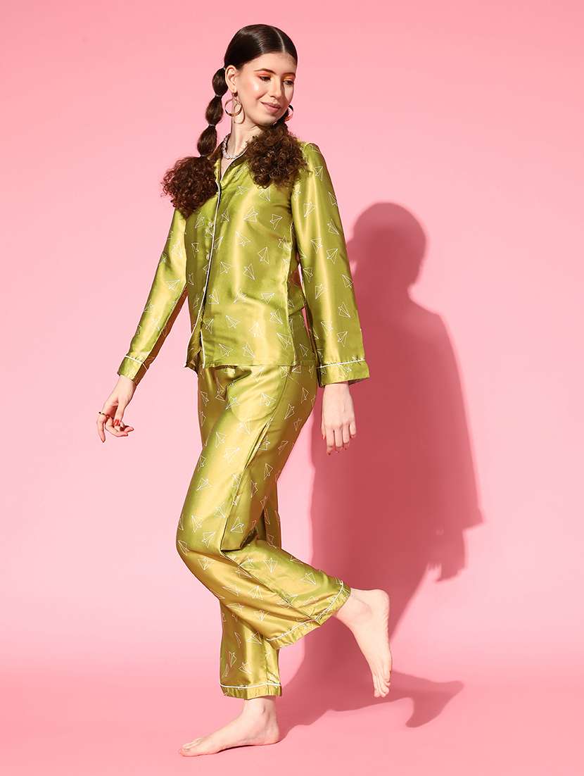 women printed nightwear shirt & pyjama set - 21715880 -  Standard Image - 2