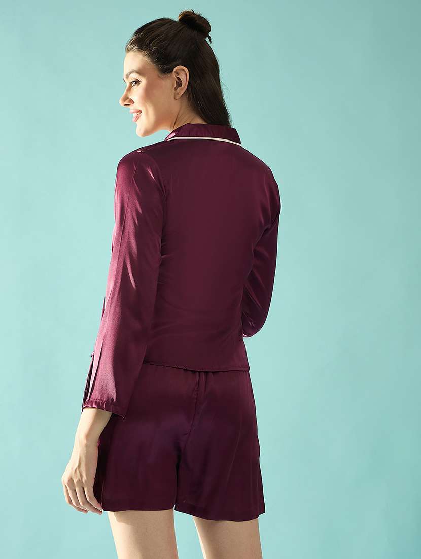 women solid nightwear shorts set - 21715891 -  Standard Image - 2