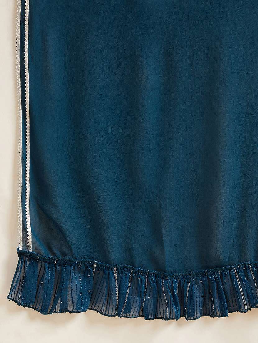 women teal sleeveless kurta sharara with dupatta set  - 21715966 -  Standard Image - 7