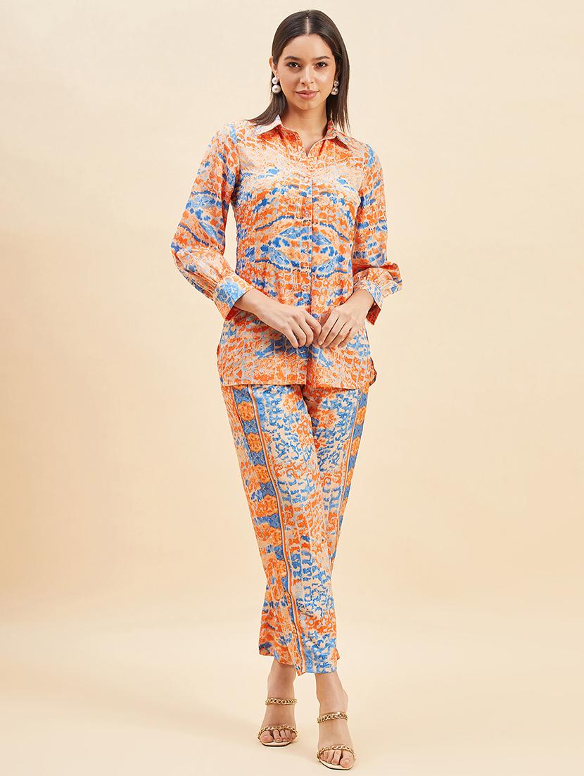 women printed shirt and trouser co-ord set