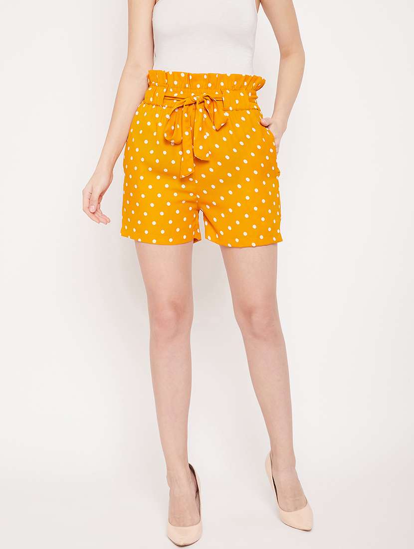 women polka doted high rise regular short