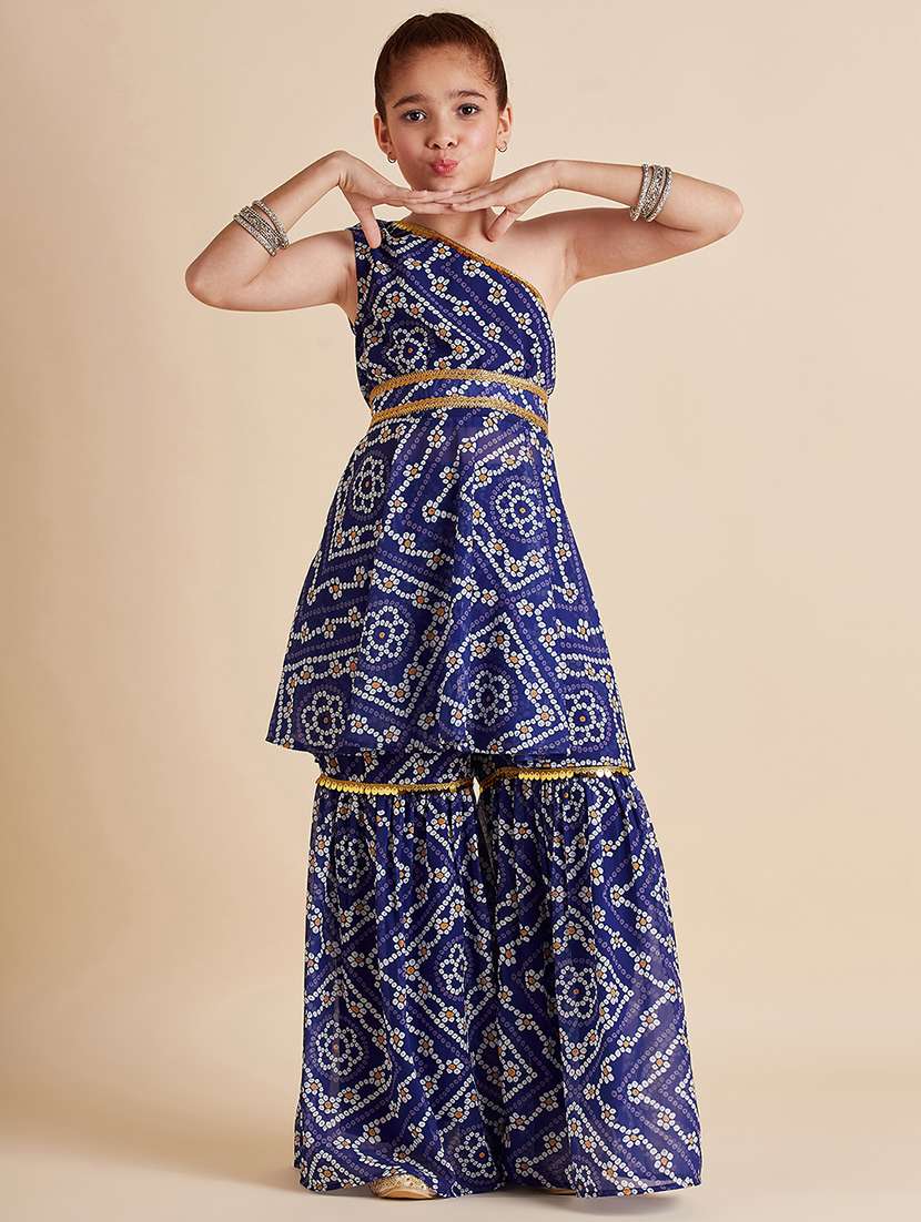 girls printed kurta sharara set