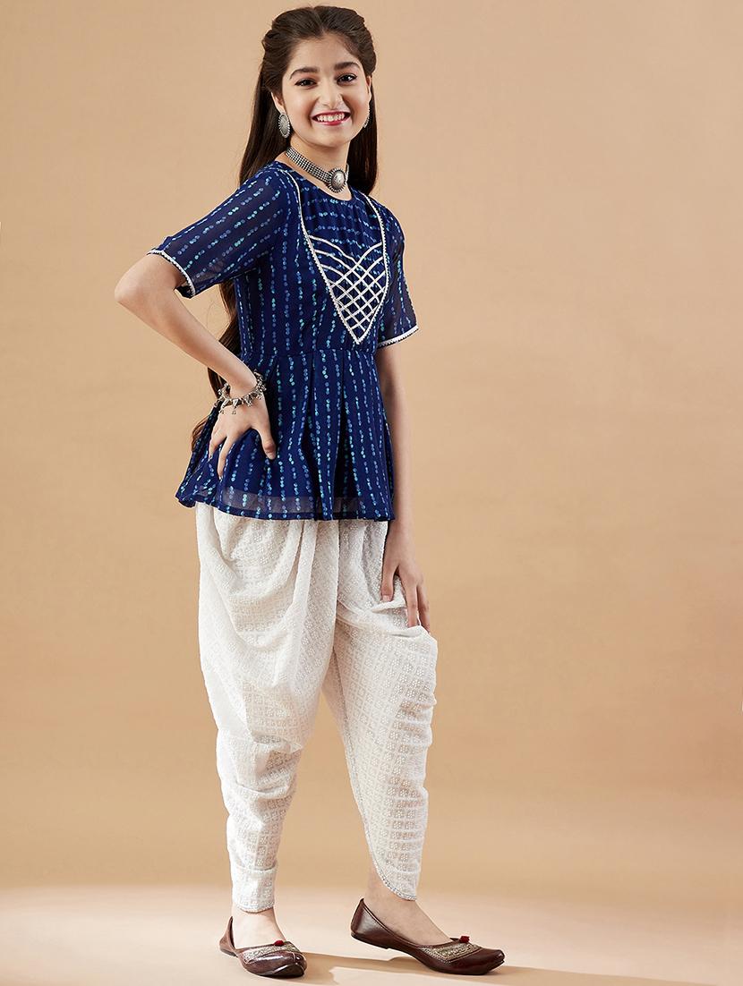 girls printed kurta dhoti set - 21716110 - Standard Image - 2
