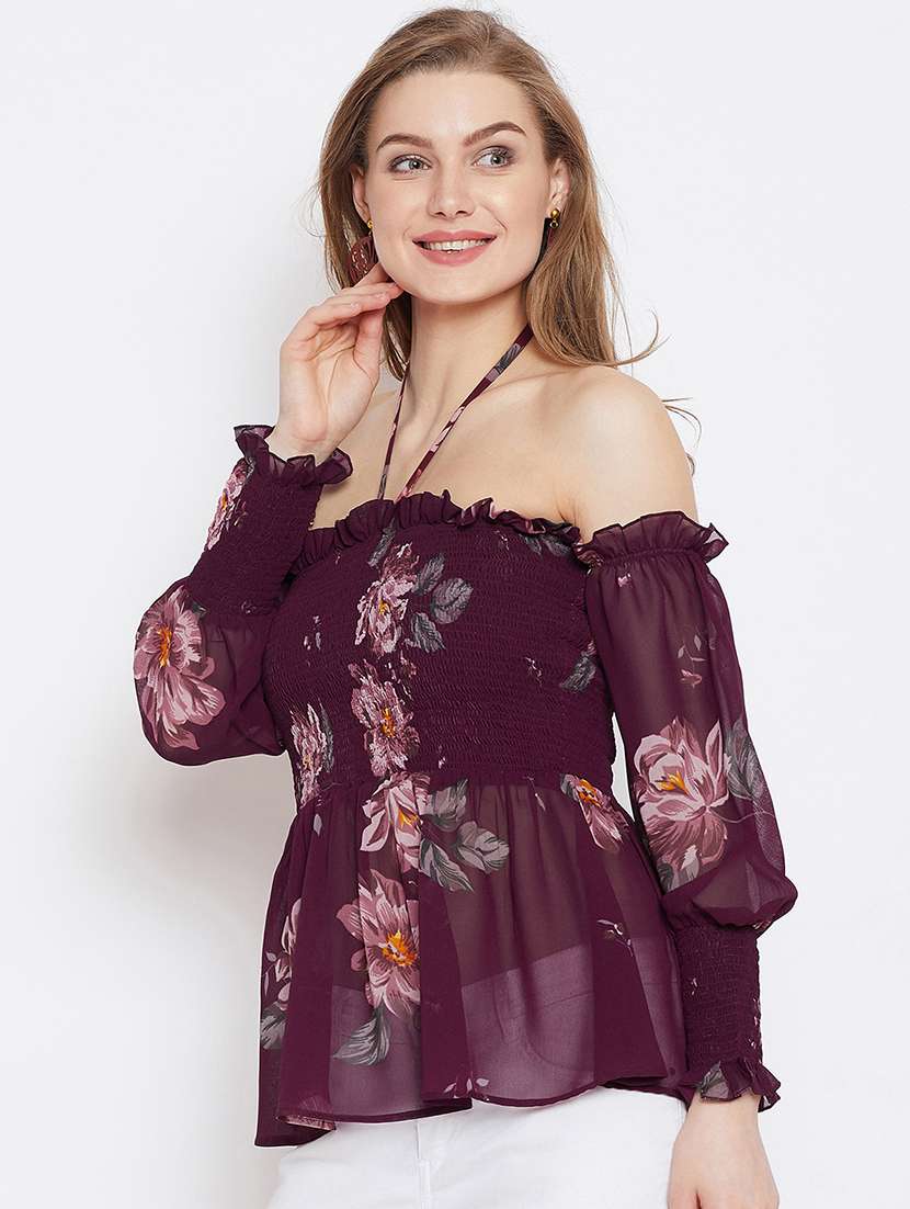 women floral print off shoulder peplum top - 21716158 -  Standard Image - 2
