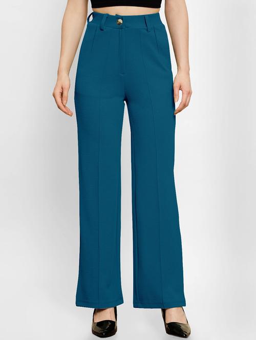 women solid high rise straight trouser - 21716188 - Standard Image - 0