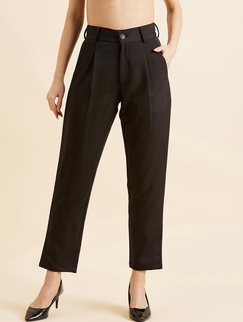 women solid high rise cigarette pants - 21716192 -  Zoom Image - 0