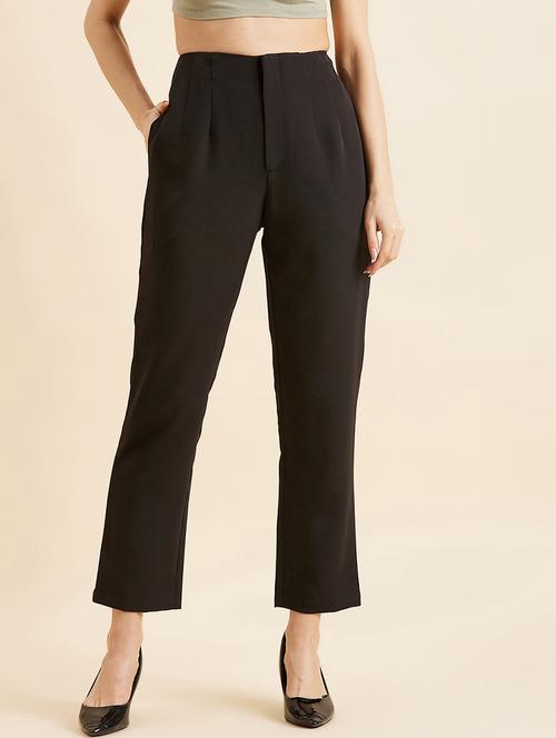 women solid high rise cigarette pant - 21716195 -  Standard Image - 0