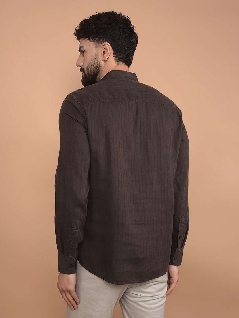 men mandarin neck solid short kurta - 21716217 - Standard Image - 2