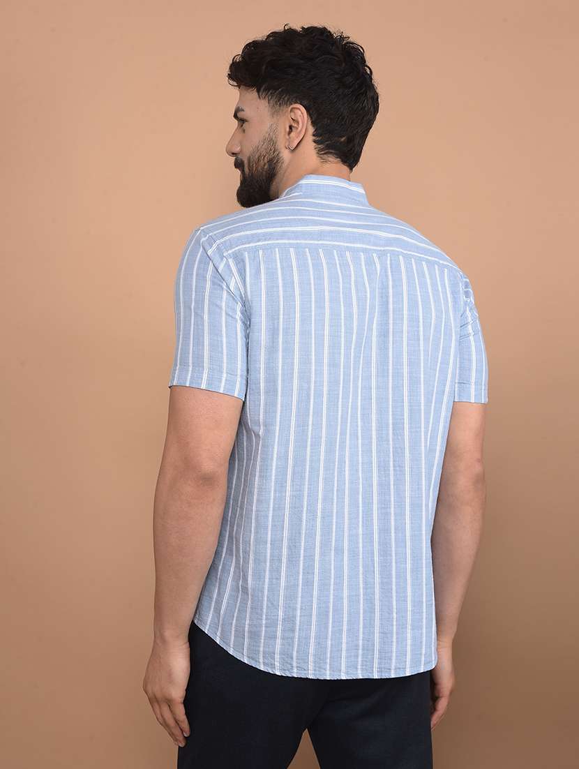 men mandarin neck striped short kurta - 21716219 -  Standard Image - 2