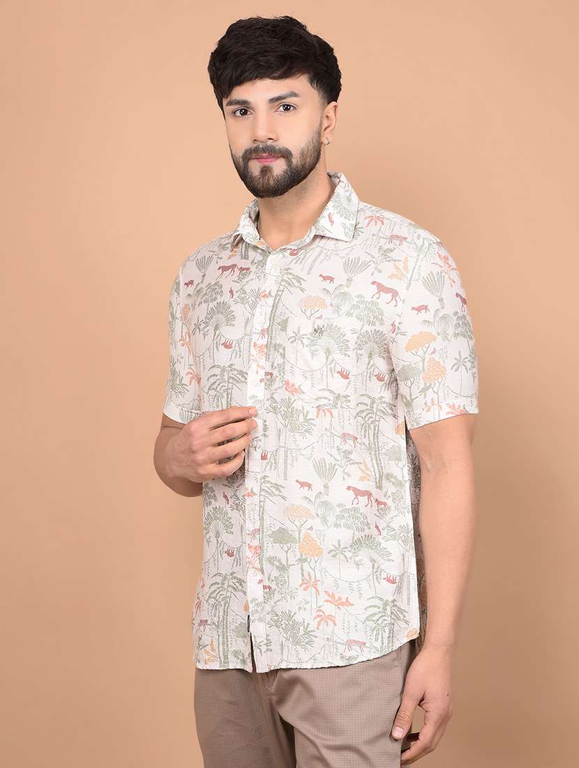 men short sleeves printed casual shirt - 21716234 -  Standard Image - 2