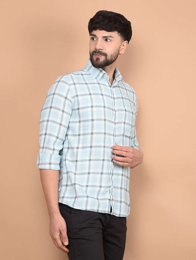men long sleeves checkered casual shirt - 21716277 -  Standard Image - 2