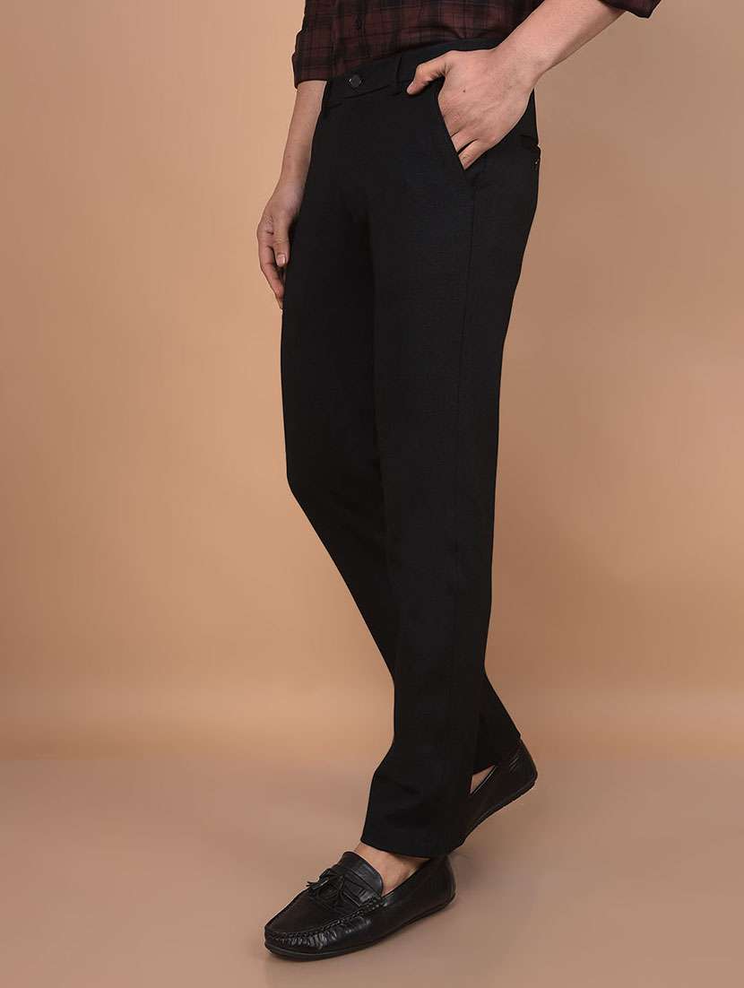 men mid rise solid flat front casual trouser - 21716336 -  Standard Image - 2