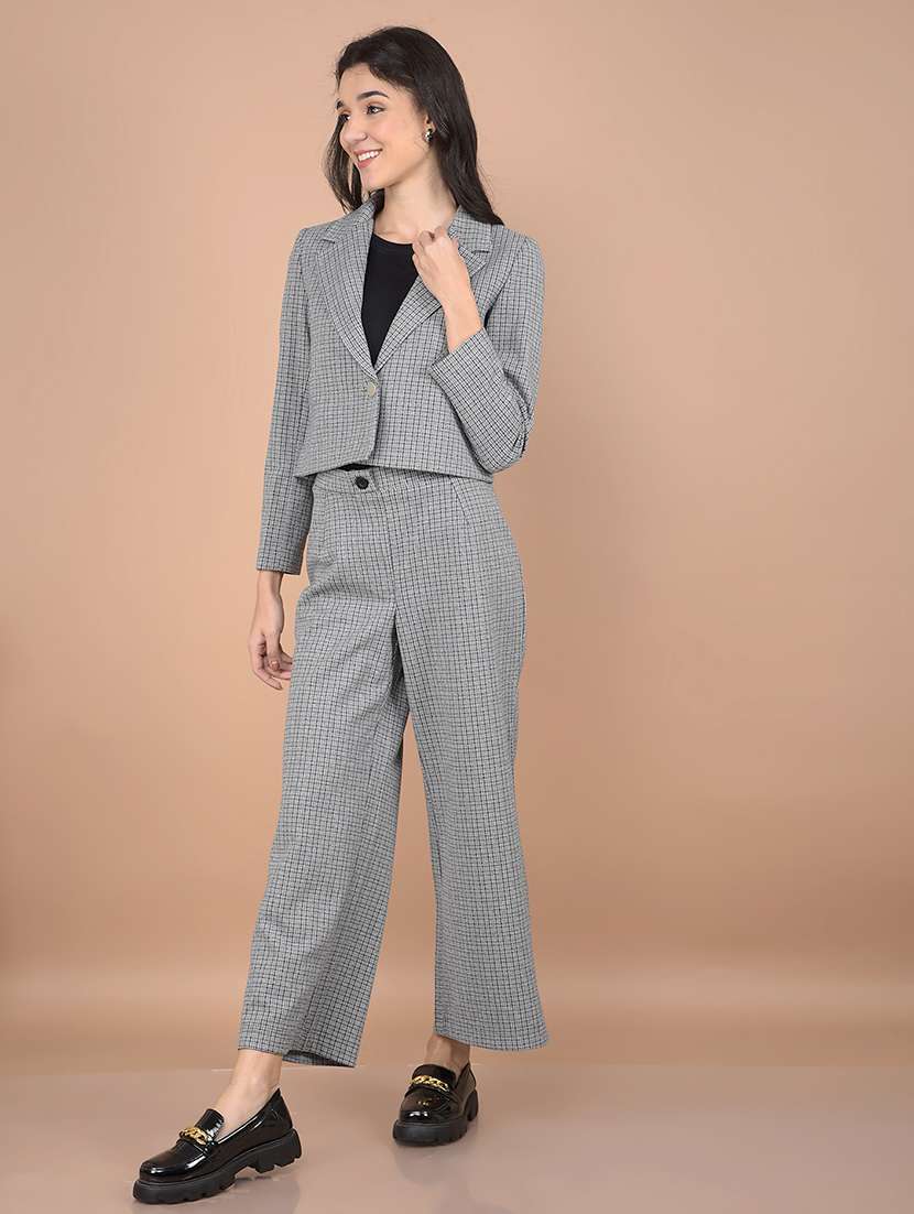women self design blazer and trousers co-ord set - 21716357 -  Standard Image - 2