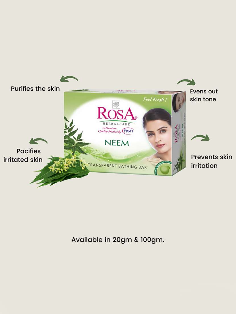 rosa transparent aloevera & neem gel soap i skin conditioners for moisturized skin i glyecrin bathing bar i pack 4 *100g each - 21716363 -  Standard Image - 2