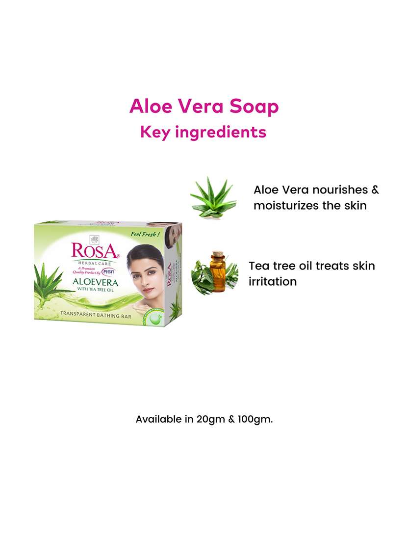 rosa transparent aloevera & strawberry gel soap i skin conditioners for moisturized skin i bathing bar i pack 4 *100g each - 21716366 -  Standard Image - 2