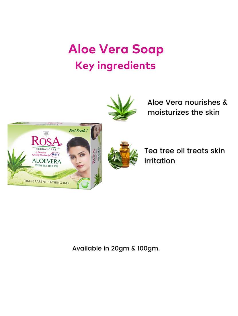 rosa transparent aloevera & strawberry bathing bar i skin conditioners for moisturized skin i glyecrin soap i pack 4 *100g each - 21716367 -  Standard Image - 2