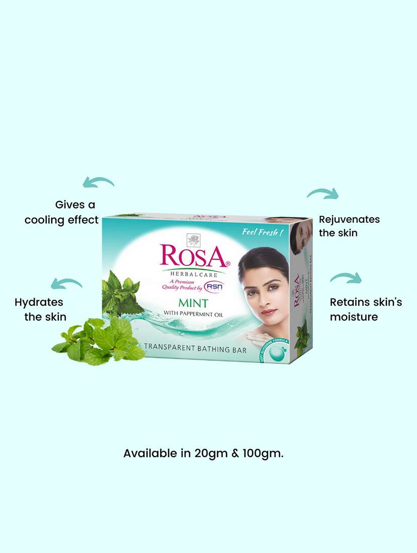 rosa transparent mint gel soap with pappermint and peach & olive gel soap i skin conditioners i bathing bar i pack 6 *100g each - 21716386 -  Standard Image - 2
