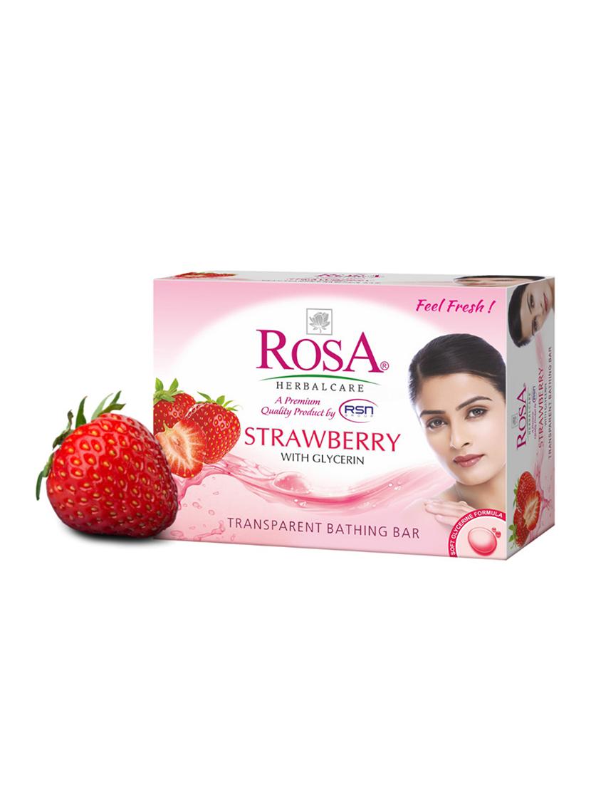 rosa transparent neem & strawberry gel soap i skin conditioners for moisturized skin i glyecrin bathing bar i pack 6 *100g each - 21716392 - Standard Image - 2