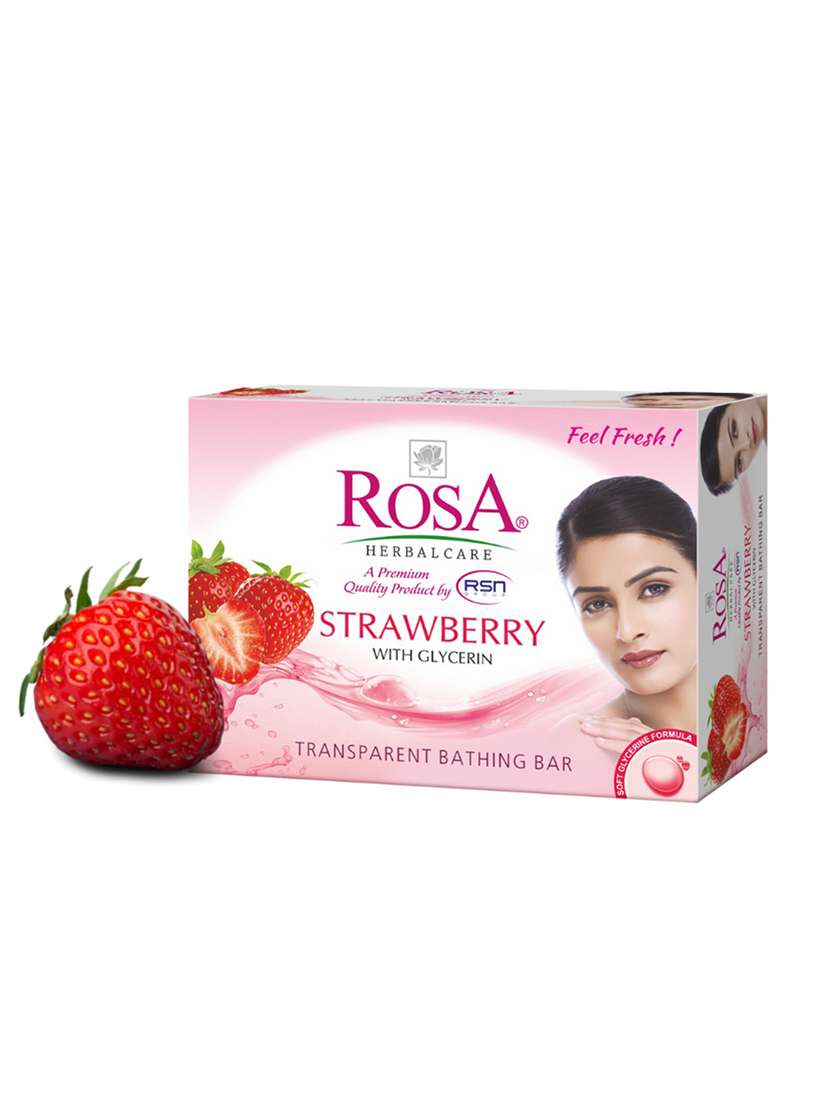 rosa transparent neem & strawberry gel soap i best glycerin gel bathing bar for nourishment to your skin (6 x 100 g) - 21716394 -  Standard Image - 2