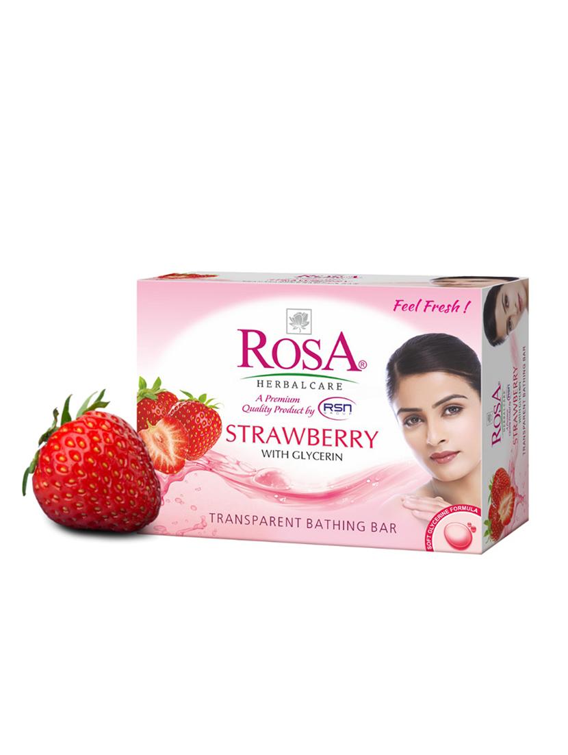 rosa transparent strawberry & neem gel soap i skin conditioners for moisturized skin i glyecrin bathing bar i pack 6 *100g each - 21716395 - Standard Image - 2