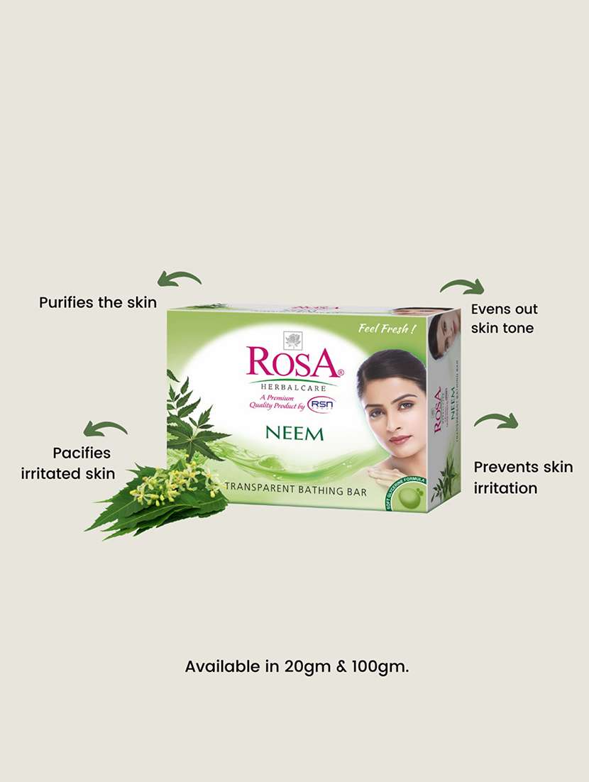 rosa transparent neem gel soap i skin conditioner i skin conditioners for moisturized skin i bathing bar i pack 6 *100g each - 21716398 -  Standard Image - 2