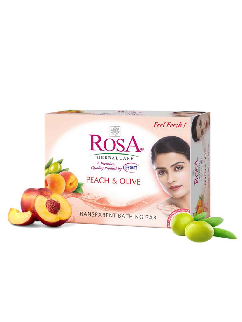 rosa transparent peach & olive and mint gel soap i skin conditioners for moisturized skin i bathing bar i pack 4 *100g each - 21716401 -  Standard Image - 2