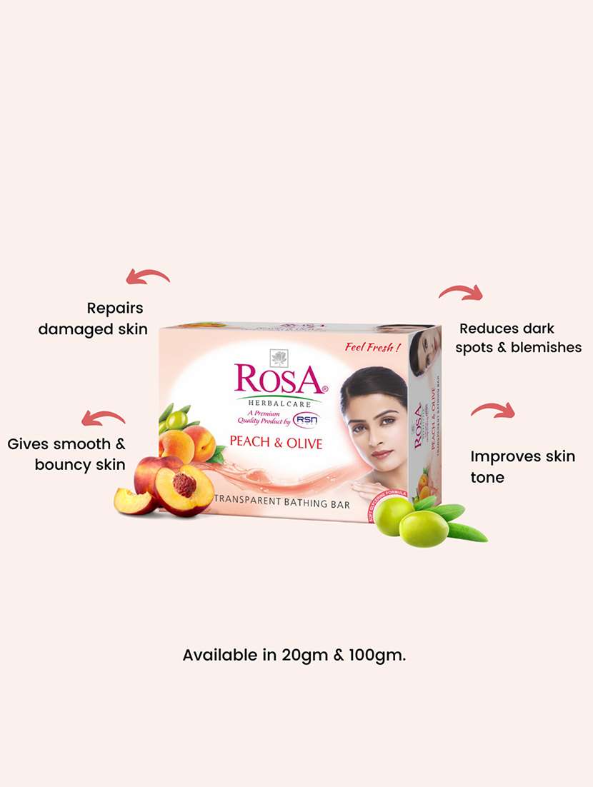 rosa transparent peach & olive gel soap i skin conditioners for moisturized skin i glyecrin bathing bar i pack 6 *100g each - 21716409 -  Standard Image - 2