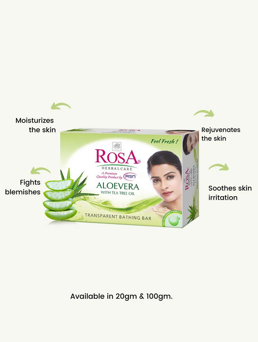 rosa transparent rose, aloevera,neem and peach & olive gel soap i skin conditioners i glyecrin bathing bar i pack 4 *100g each - 21716422 -  Standard Image - 2