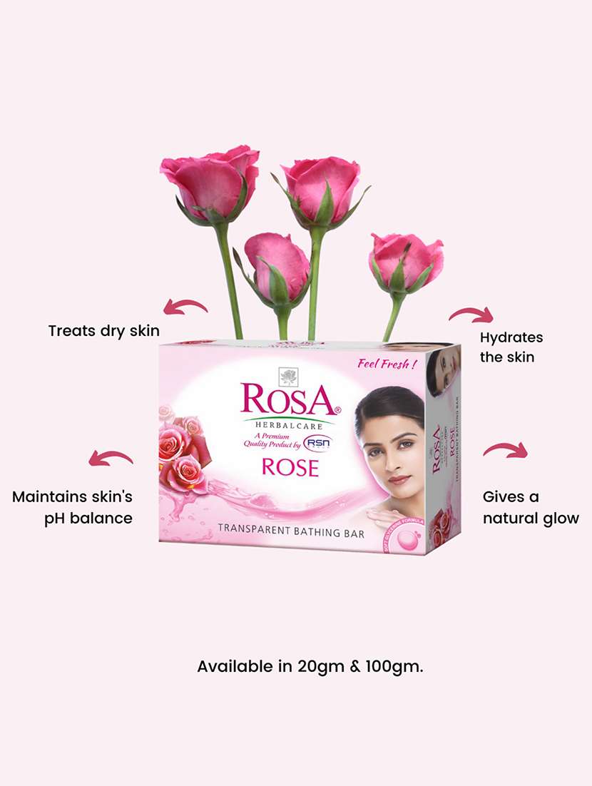rosa transparent rose, mint,neem and peach & olive gel soap i skin conditioners glyecrin bathing bar i pack 4 *100g each - 21716424 -  Standard Image - 2
