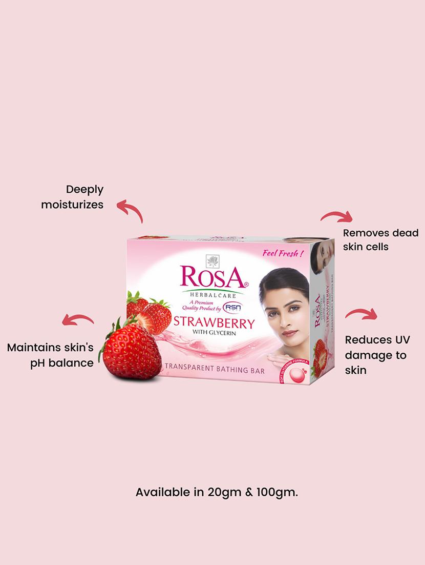 rosa transparent strawberry & glycerin gel soap i skin conditioner for moisturized skin i glyecrin bathing bar i 4 *100g each - 21716444 - Standard Image - 2