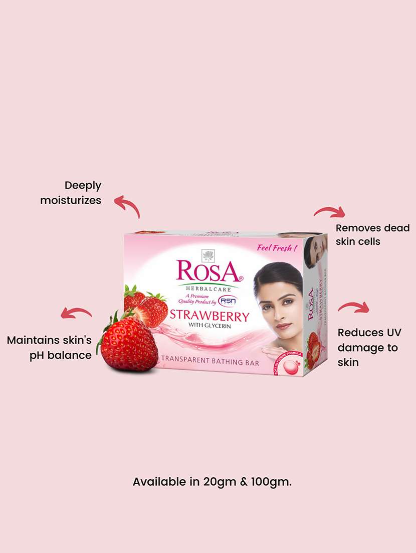 rosa transparent strawberry gel soap i skin conditioners for moisturized skin i glyecrin bathing bar i pack 6 *100g each - 21716445 -  Standard Image - 2