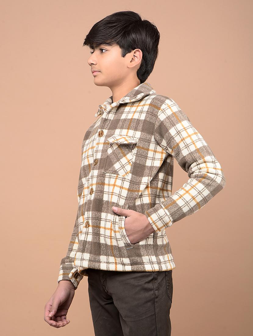 boys long sleeves checkered shacket - 21716457 - Standard Image - 2