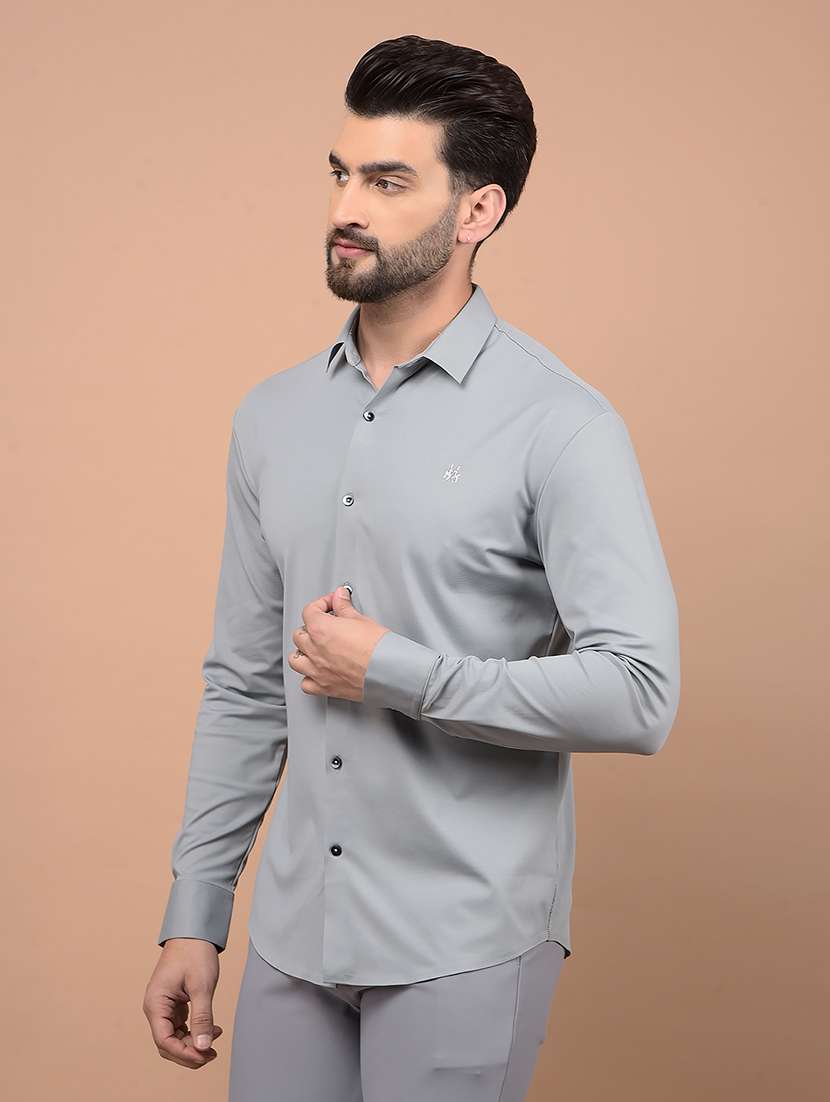 men long sleeves solid casual shirt