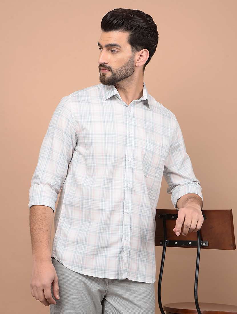 men long sleeves checkered casual shirt - 21716522 -  Standard Image - 2