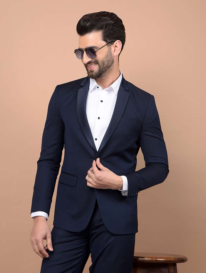 men solid 2-piece suit set