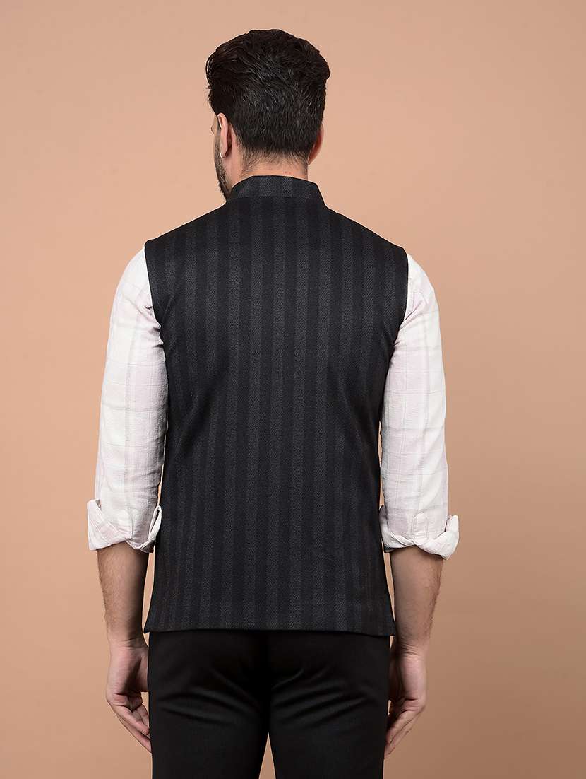 Men Striped Self Design Waist Coat - 21716556 -  Standard Image - 2