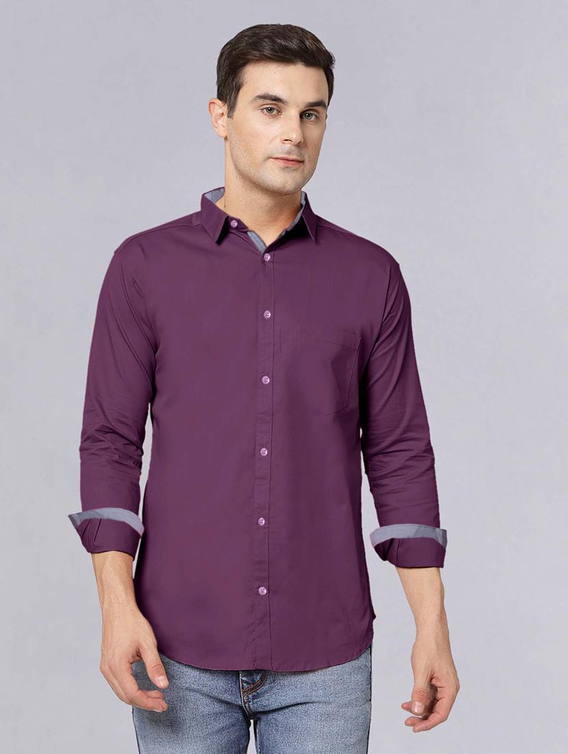men long sleeves solid casual shirt