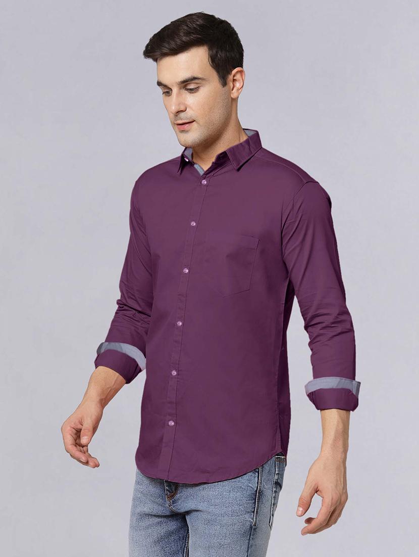 men long sleeves solid casual shirt - 21716601 - Standard Image - 2