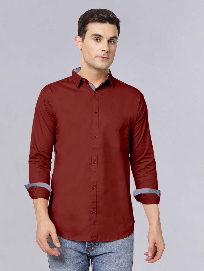 men long sleeves solid casual shirt