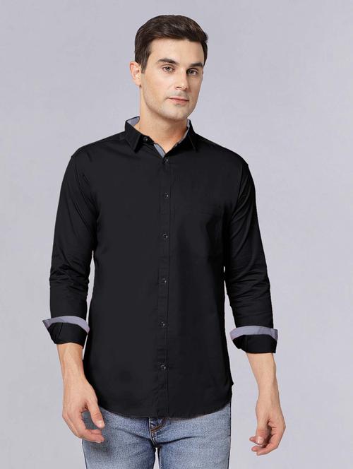 men long sleeves solid casual shirt - 21716607 -  Standard Image - 0